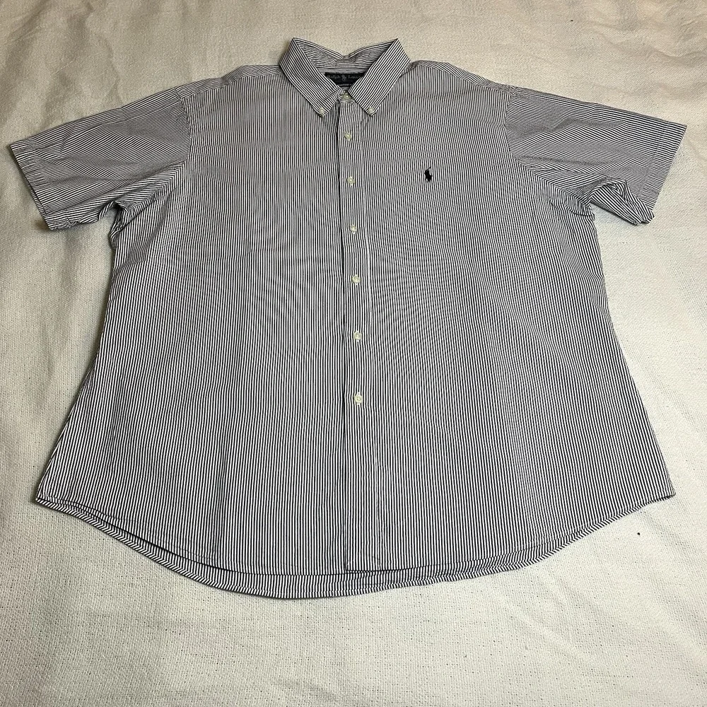 Polo Ralph Lauren Men's Striped‎ Cotton Button-Down Shirt Pony Logo XXL